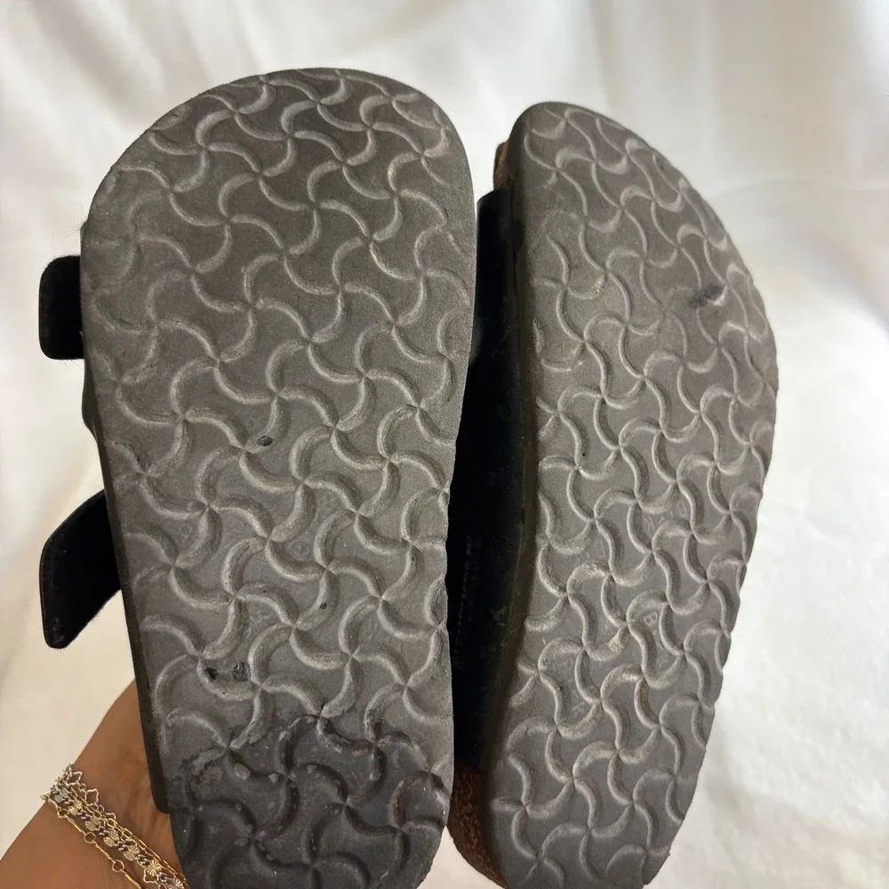 Birkenstock Arizona Kids Black Birko-Flor Two Strap Sandals Size 32 EU